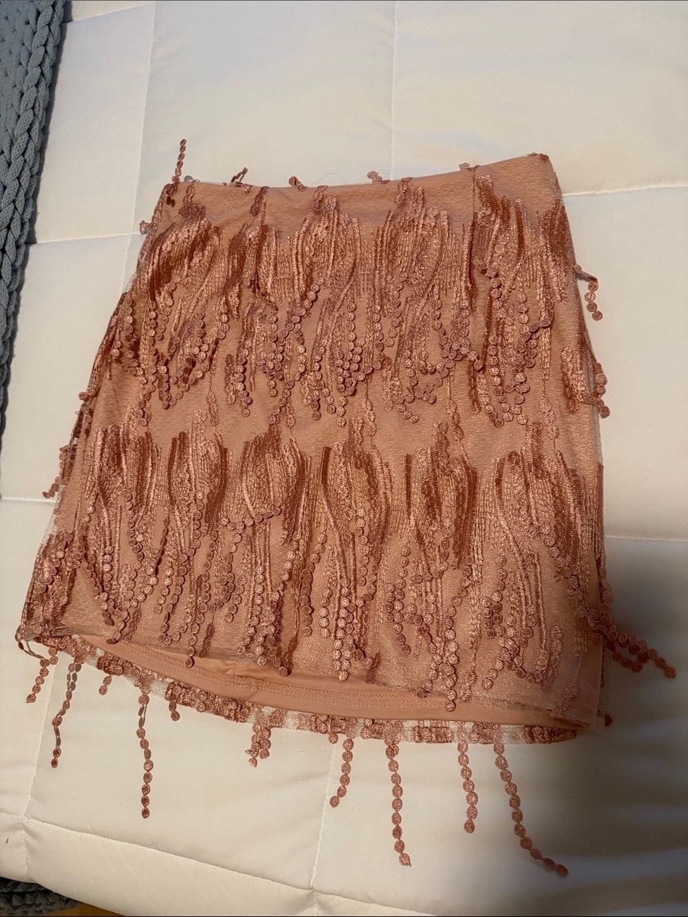 Lulu's Rose Gold Sequin Fringe Mini Skirt
